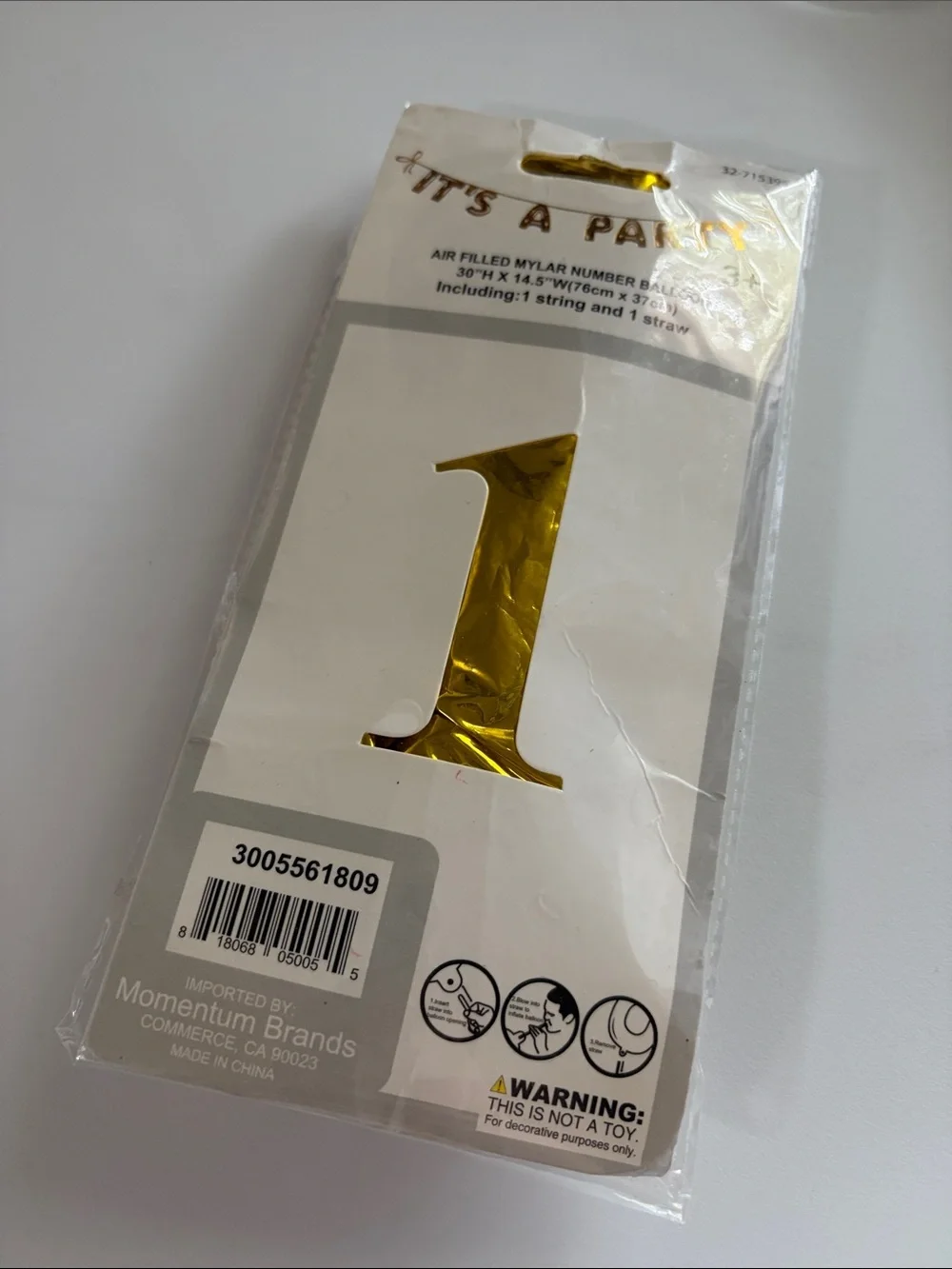 Gold Number 1 Mylar Cake Topper -